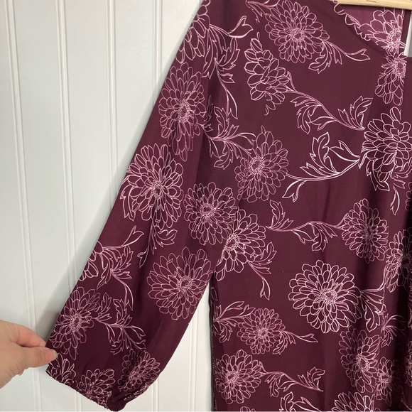 41 Hawthorn Top Large Purple Floral Casual Popover Spring Women’s Blouse Shirt - Picture 3 of 9